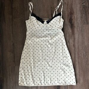 Polka Dot Satin Slip Mini Dress